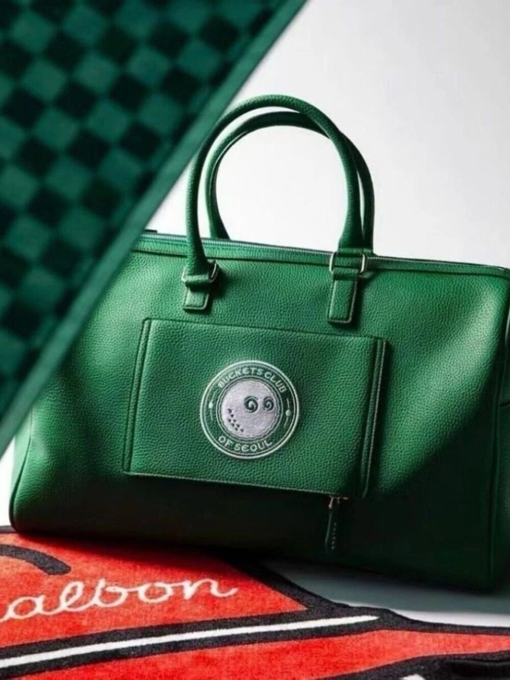 Malbon Golf Boston Bag Green Unisex Large Capacity Storage Bag